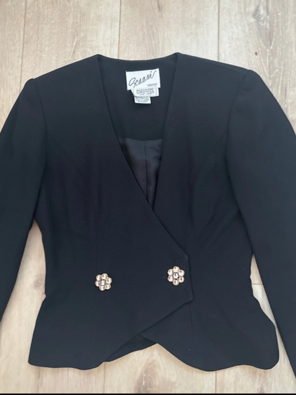 Vintage Scaasi for Bergdorf Goodman black blazer size 4